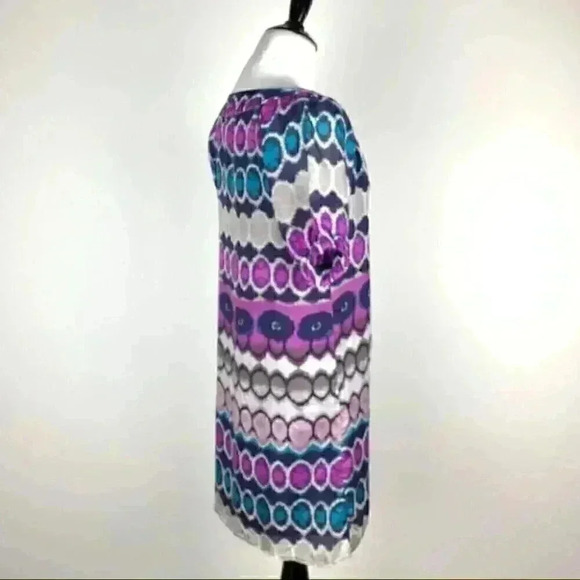 Glam dress sz S 100% silk multicolored geometric - Picture 3 of 8